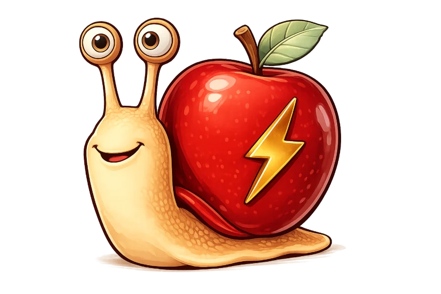 The Snail Trail mascot, crawling away and leaving a golden trail