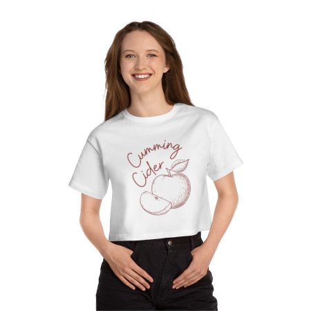 2023 - Cumming Cider Burgundy Apple Logo Champion Women's Heritage Cropped T-Shirt