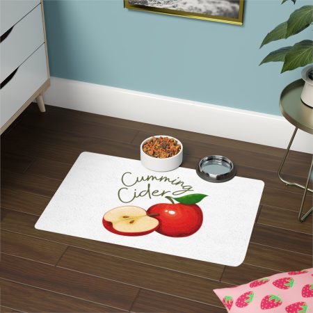 2023 - Cumming Cider Apple and a Half Pet Food Mat White (12x18)