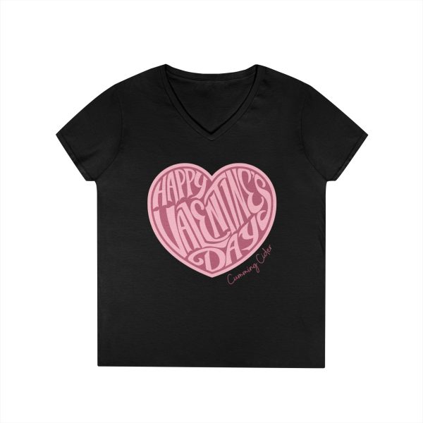 2024 - Happy Valentine's Day Ladies V--Neck T-Shirt - Image 4